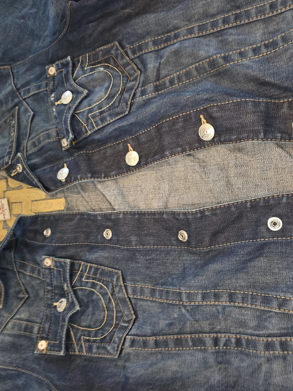True Religion Men's L Jimmy Western Jacket MC Embroidered Distressed Denim Blue